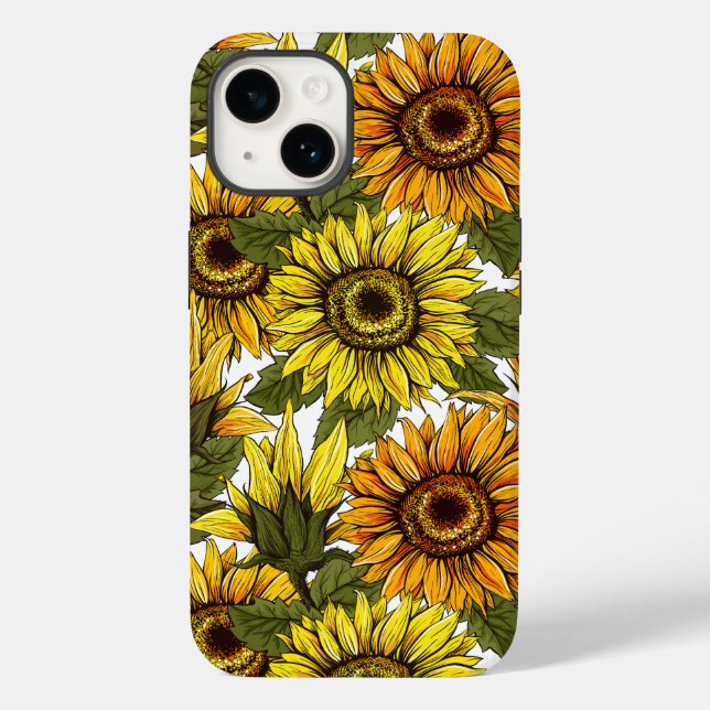 Handgezogene Sonnenblume Case-Mate iPhone Hülle (Rückseite)