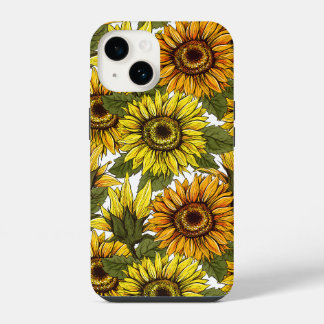 Handgezogene Sonnenblume iPhone 14 Hülle