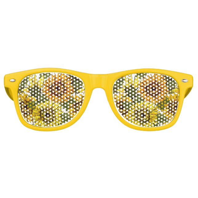 Handgezogene Sonnenblume Partybrille (Vorderseite)