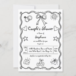 Handgezogene Strudel-Dusche Einladung