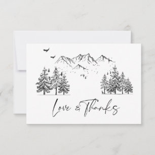 Handgezogene Waldhochzeit Dankeskarte