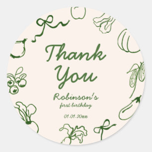 Handgezogener Bauernhof 1. Geburtstag Runder Aufkleber