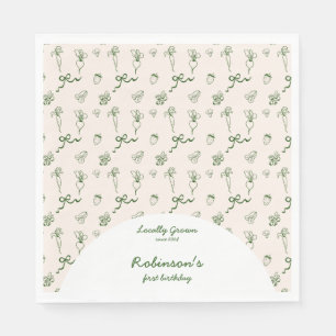 Handgezogener Bauernhof 1. Geburtstag Serviette