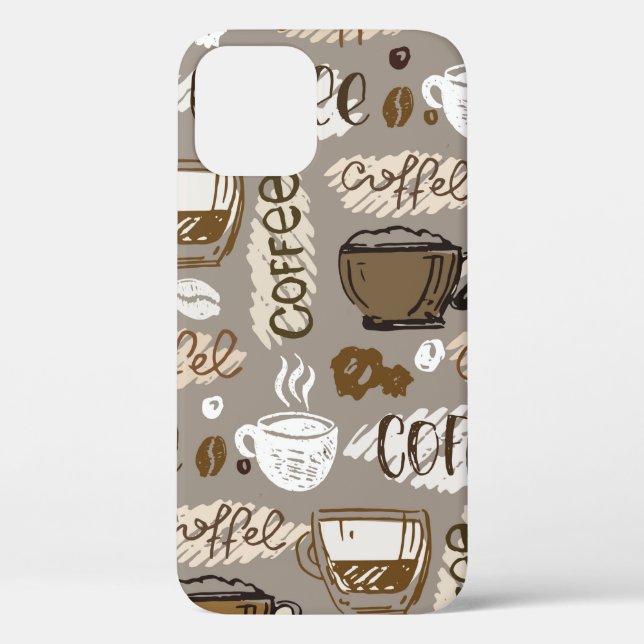 Handgezogener Doodkaffeemuster Hintergrund Case-Mate iPhone Hülle (Rückseite)