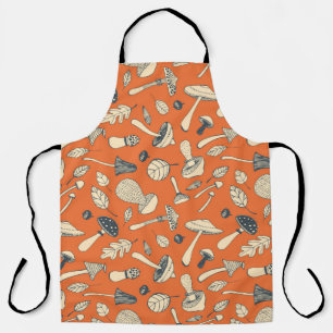Handgezogener Doodle-Pilz Vintag nahtloses Pattern Schürze