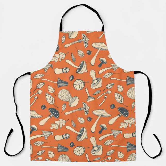 Handgezogener Doodle-Pilz Vintag nahtloses Pattern Schürze (Vorderseite)