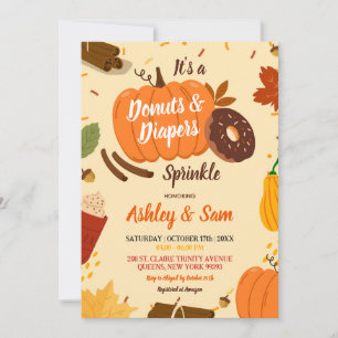 Handgezogener Fall Pumpkin Donuts Windeln Kinderdu Einladung