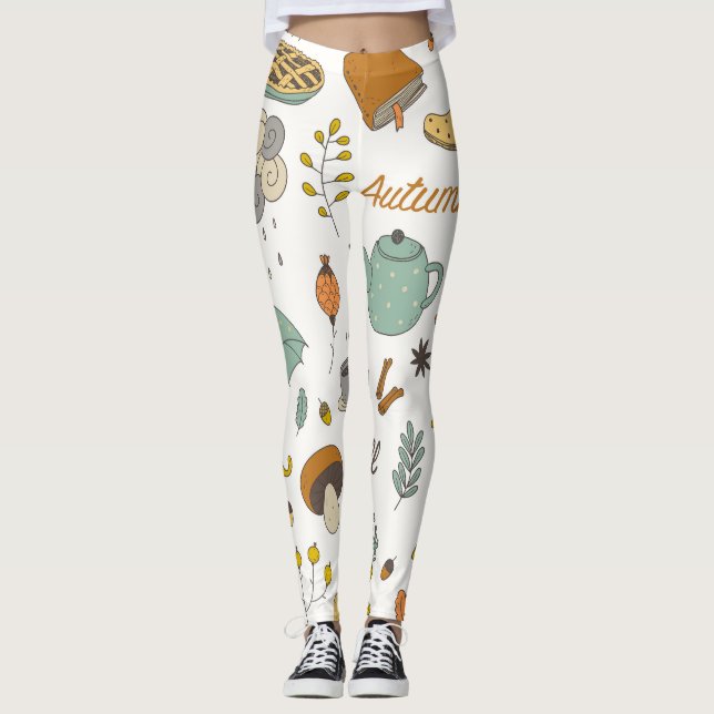 Handgezogener Fall: Vintages, farbiges Set Leggings (Vorderseite)