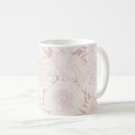 Handgezogener Garten und tropische Blume. Kaffeetasse