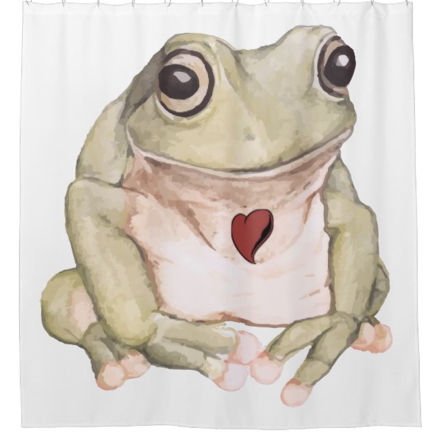 Handgezogener Grünbäumfrosch Duschvorhang (Vorderseite)