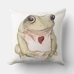 Handgezogener Grünbäumfrosch Kissen