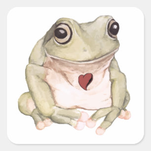 Handgezogener Grünbäumfrosch Quadratischer Aufkleber