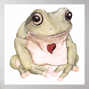 Handgezogener grüner Frosch Poster