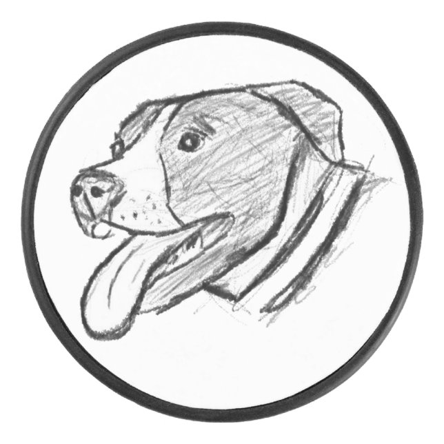Handgezogener Hundehundefreund Eishockey Puck (Vorderseite)