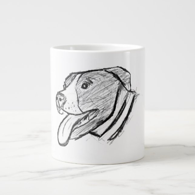 Handgezogener Hundehundefreund Jumbo-Tasse (Vorderseite)