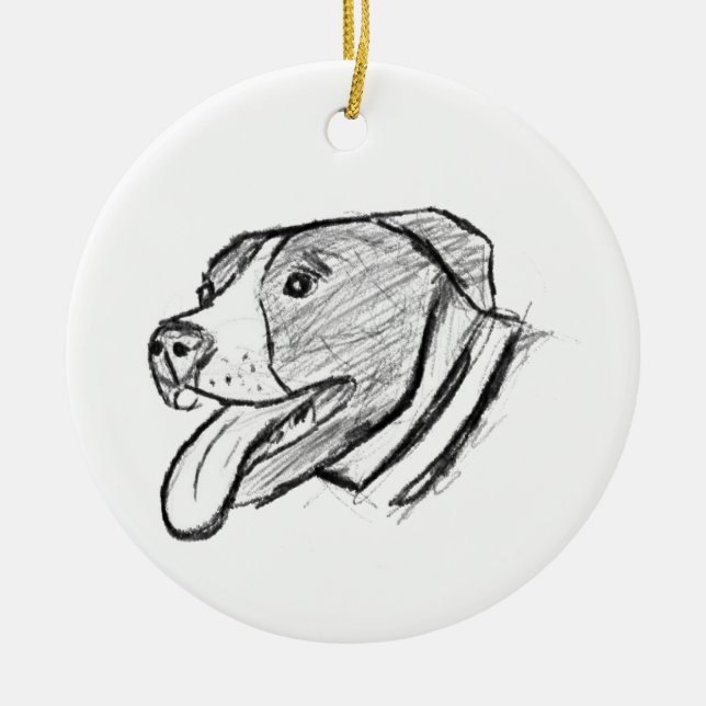 Handgezogener Hundehundefreund Keramik Ornament (Vorne)