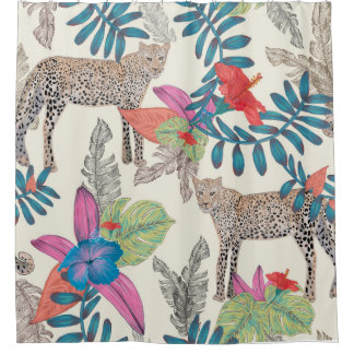 Handgezogener Leopard  Duschvorhang