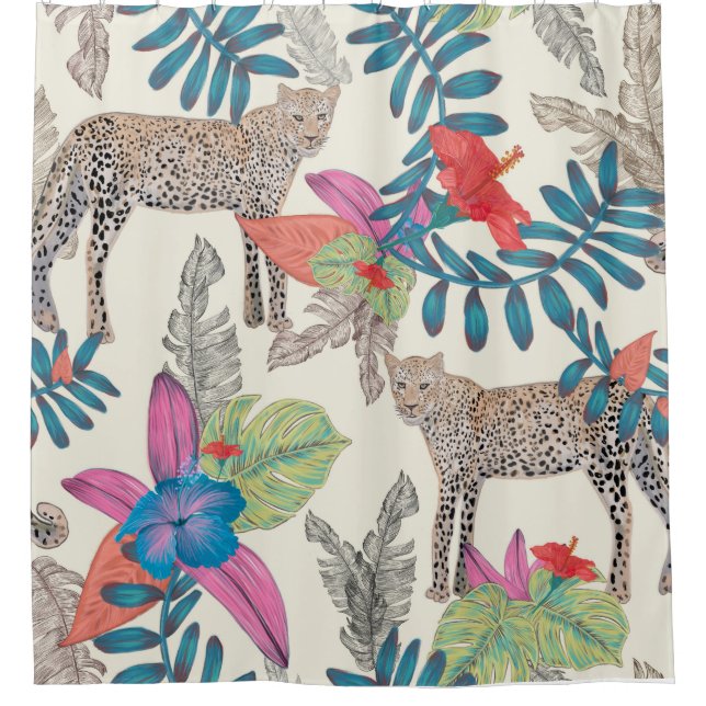 Handgezogener Leopard  Duschvorhang (Vorderseite)