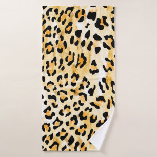 handgezogener, nahtloser gelb-weißer Leopard Badehandtuch