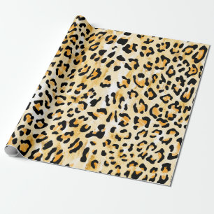 handgezogener, nahtloser gelb-weißer Leopard Geschenkpapier