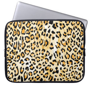 handgezogener, nahtloser gelb-weißer Leopard Laptopschutzhülle