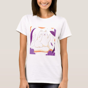 Handgezogener Niedlicher Dreh von Katze T-Shirt
