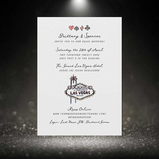 Handgezogener Pen und Tinte Las Vegas Hochzeit Einladung (Von Creator hochgeladen)