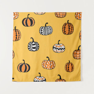 Handgezogener Pumpkin Halloween Nahtloses Wandteppich