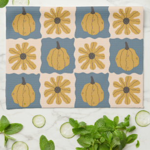 Handgezogener Pumpkin-Karo Druckküche Handtuch