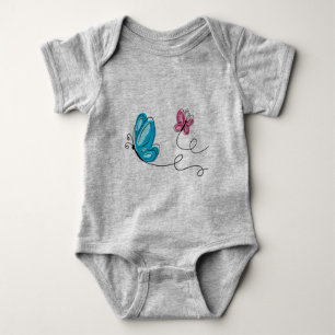 handgezogener Schmetterling    Baby Strampler