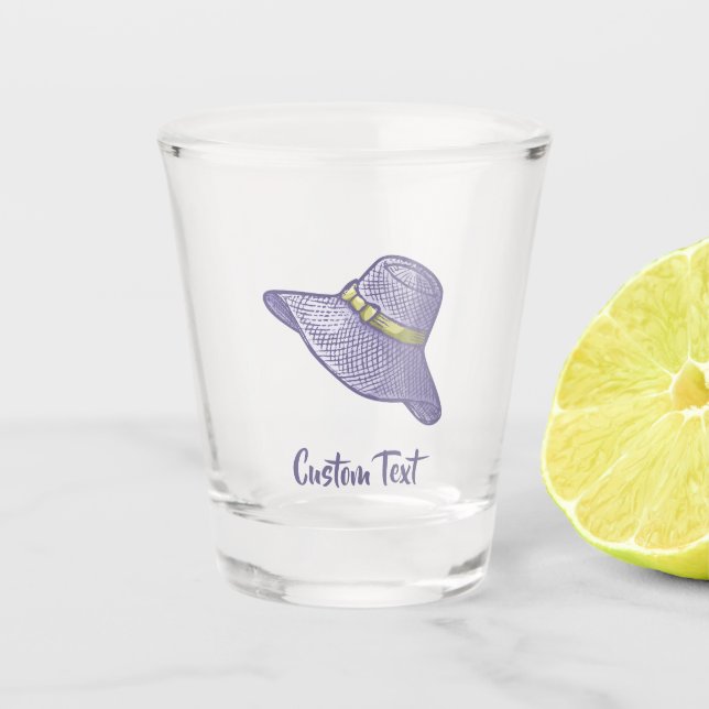 Handgezogener Strohhut Lilac Schnapsglas (Vorderseite)