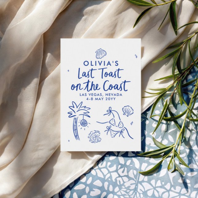 Handgezogener Toast an der Küste Einladung (Von Creator hochgeladen)