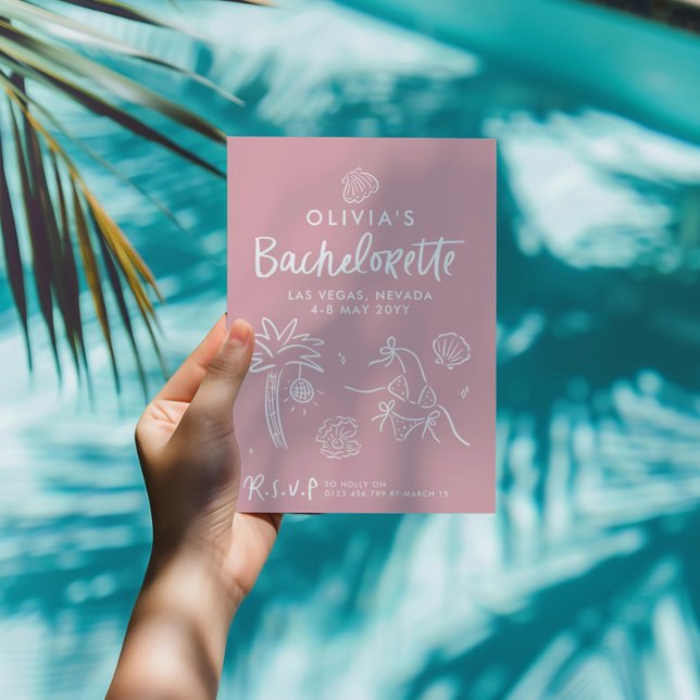 Handgezogener Toast an der Küste invi Einladung (Von Creator hochgeladen)