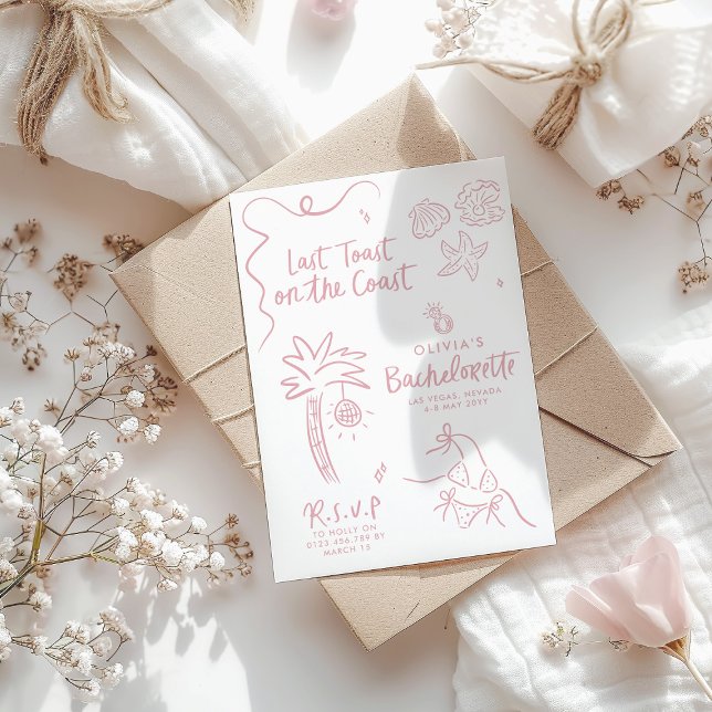 Handgezogener Toast an der Küste invi Einladung (Von Creator hochgeladen)