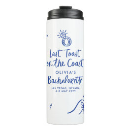 Handgezogener Toast an der Küste Thermosbecher