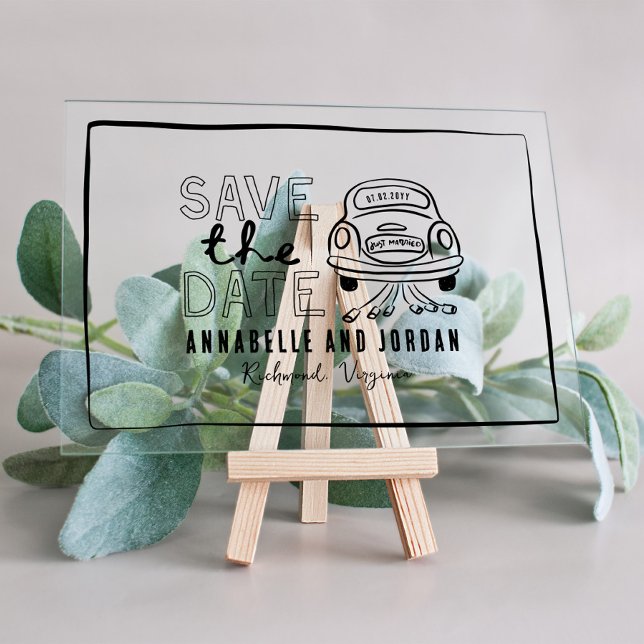 Handgezogener Wagen mit Creme und schwarzem Knebel Acryleinladungen (Von Creator hochgeladen)