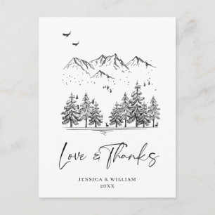 Handgezogener Wald Danke Postkarte