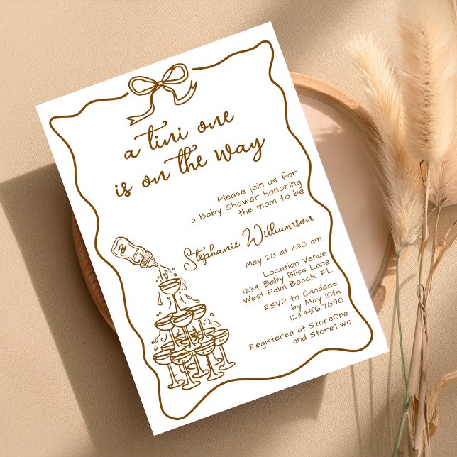 Handgezogenes Baby Flasche Martini Tower Babydusch Einladung (Von Creator hochgeladen)