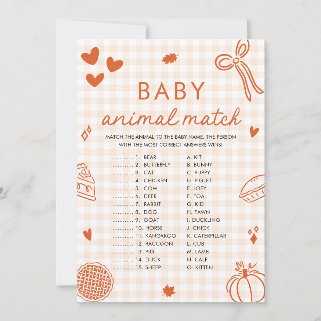 Handgezogenes Baby Match Baby Shower Game Einladung (Vorderseite)