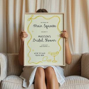 Handgezogenes Brautparty Hauptpresse Willkommen Poster