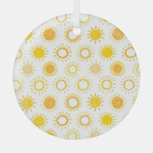 Handgezogenes Doodle-Sonnen-Muster Ornament Aus Glas