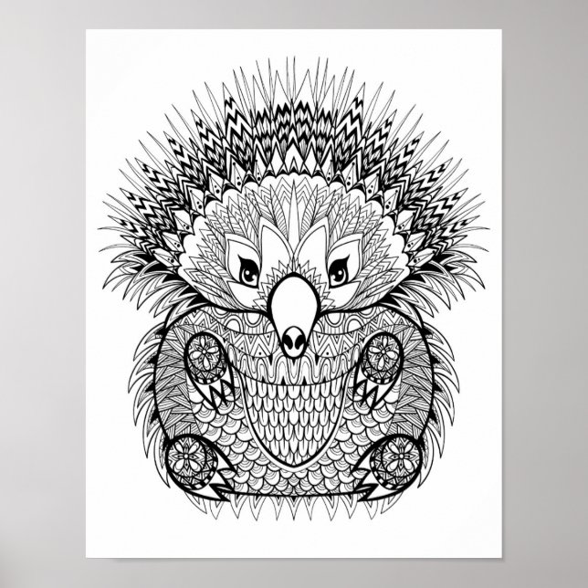 Handgezogenes Echidna Doodle 2 Poster (Vorne)