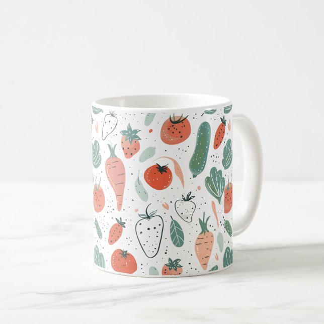 Handgezogenes Gemüse Kaffeetasse (VorderseiteRechts)