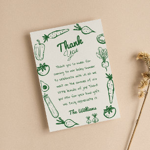 Handgezogenes Gemüse, selbst geerntet, Babydusche Dankeskarte