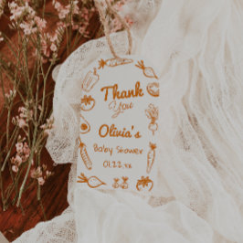 Handgezogenes Gemüse, selbst geerntet, Babydusche Geschenkanhänger