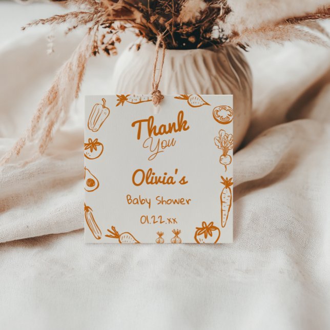 Handgezogenes Gemüse, selbst geerntet, Babydusche Geschenkanhänger (Von Creator hochgeladen)