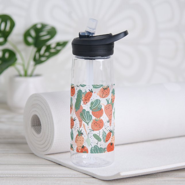 Handgezogenes Gemüse Trinkflasche (Yoga)