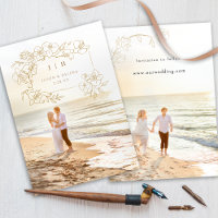 Handgezogenes Gold Bloral Save the Date