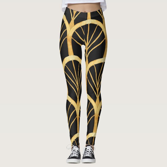 Handgezogenes Gold Imitation Wasserfarbe Leggings (Vorderseite)