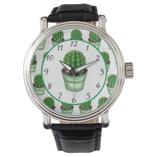 Handgezogenes Haus Cacti Armbanduhr